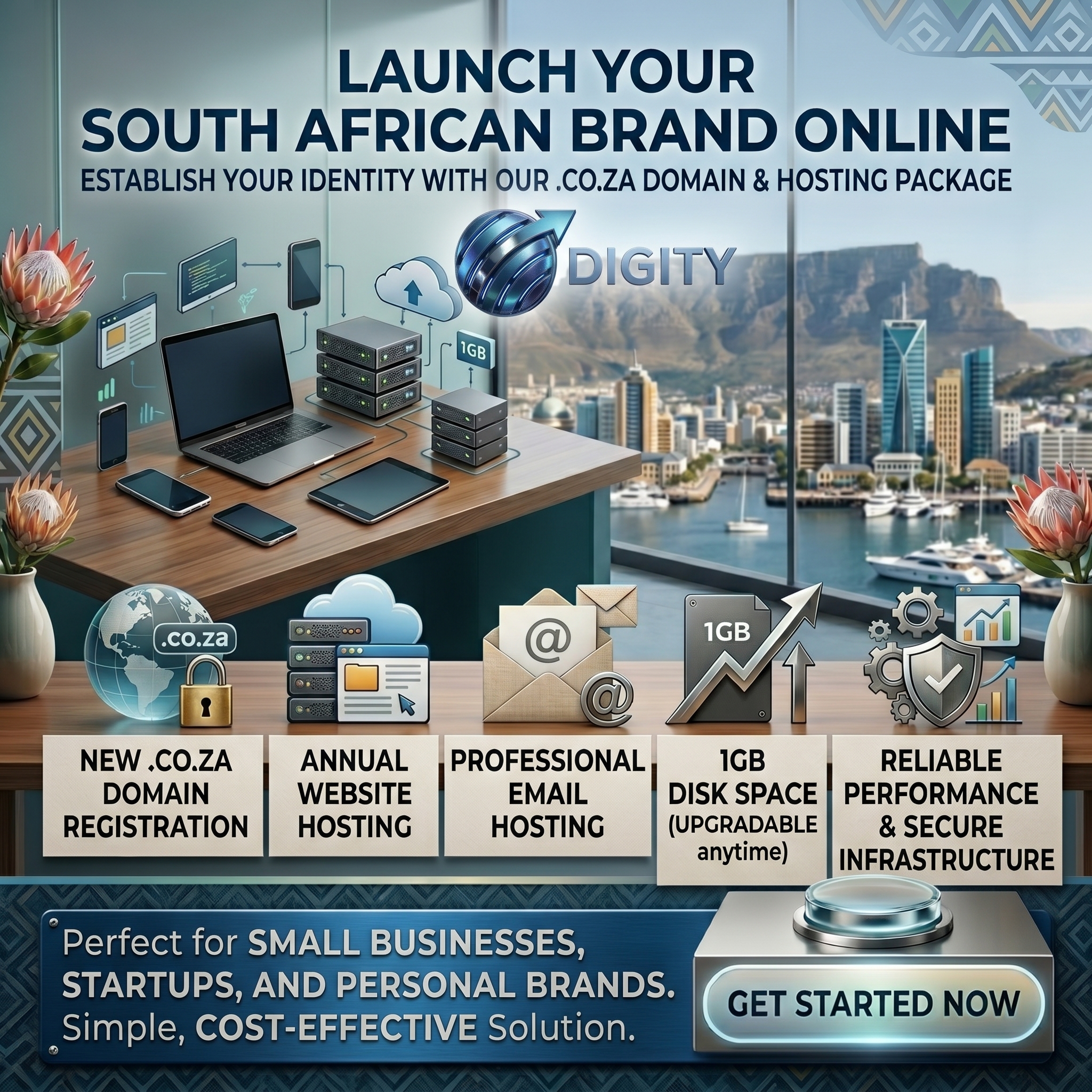 .co.za Domain & Annual Web Hosting (1GB)
